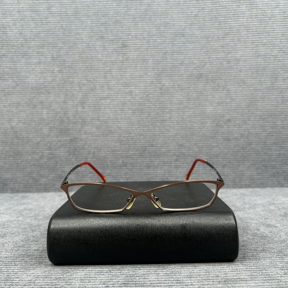 Bebe Genie Brown Metal Rectangle Y2k Eyeglasses Frames 54-13-135 Red Heart Logo